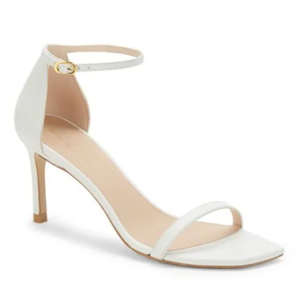 Stuart Weitzman NWOB Amelina 4 inch Leather Heels SandalsWhite Leather Size 12